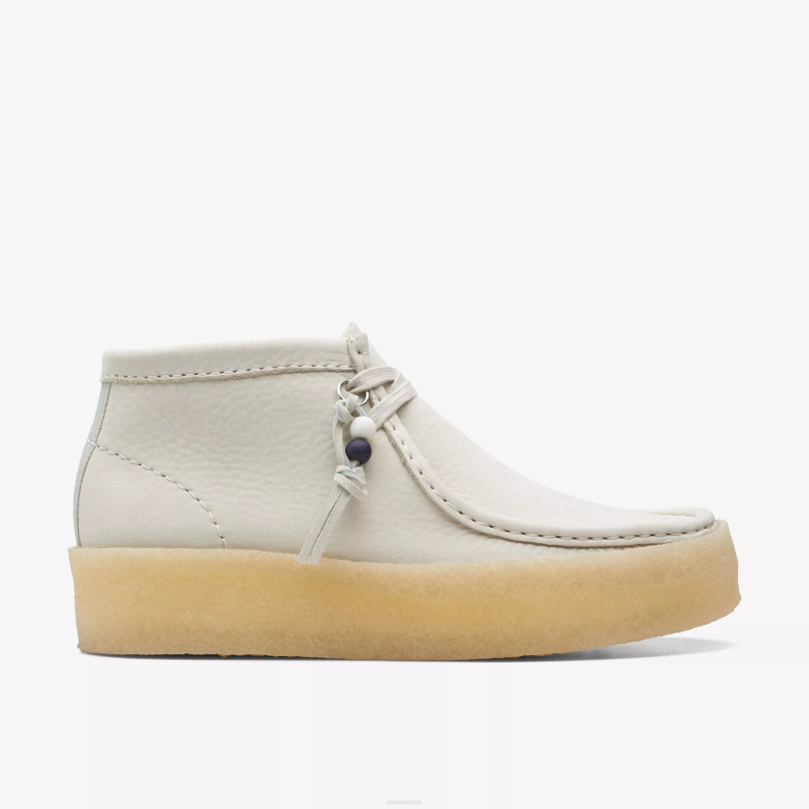 Clarks Wallabee puodelio batai H2XV486 baltas nubukas