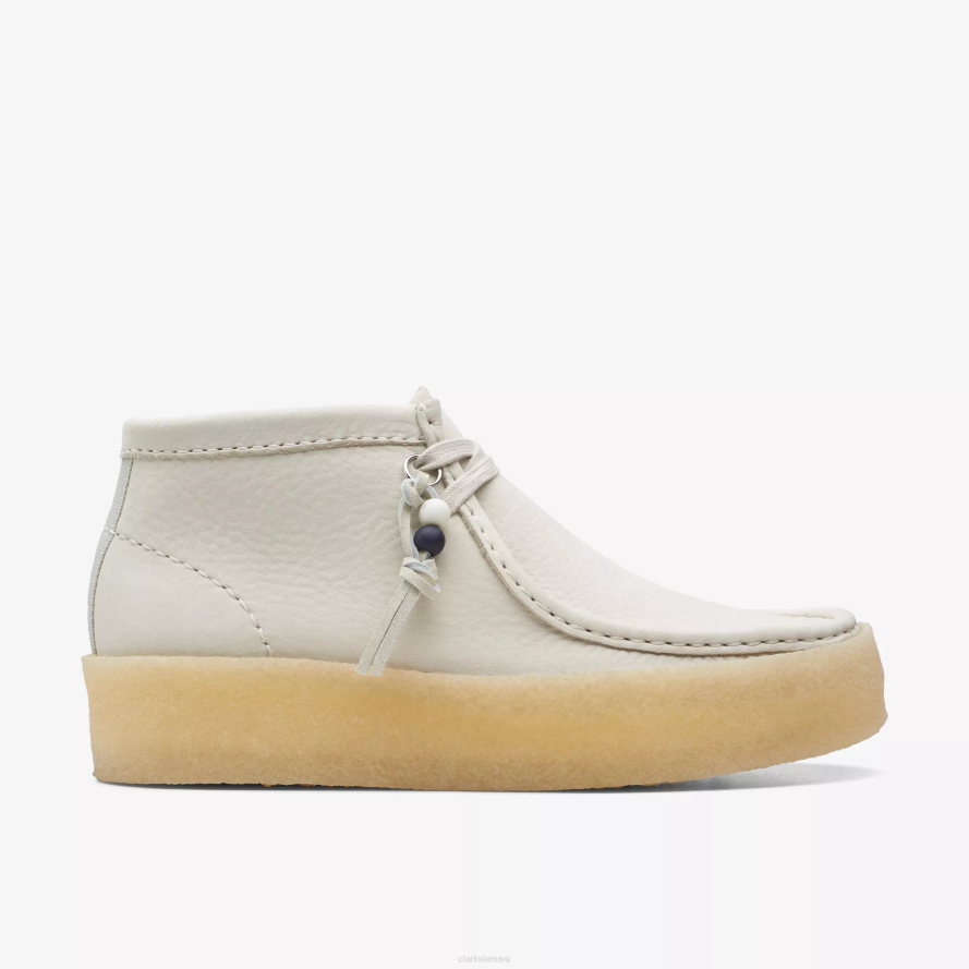 Clarks Wallabee puodelio batai H2XV486 baltas nubukas
