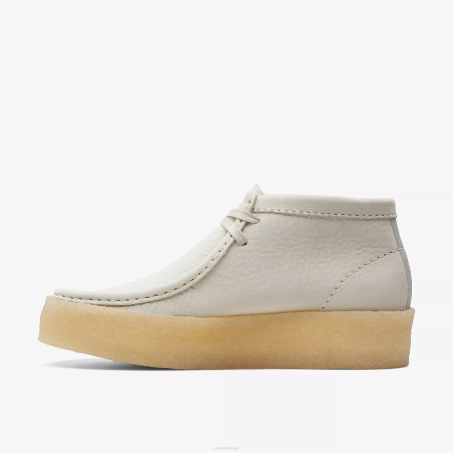 Clarks Wallabee puodelio batai H2XV486 baltas nubukas