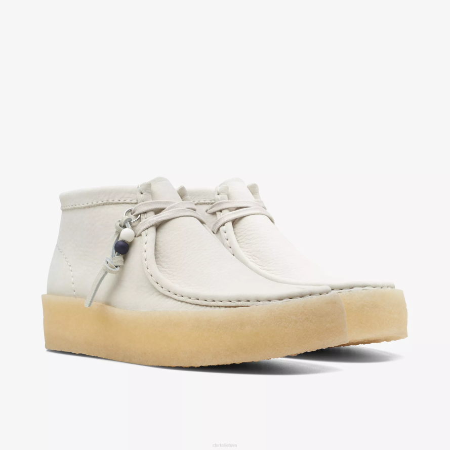Clarks Wallabee puodelio batai H2XV486 baltas nubukas