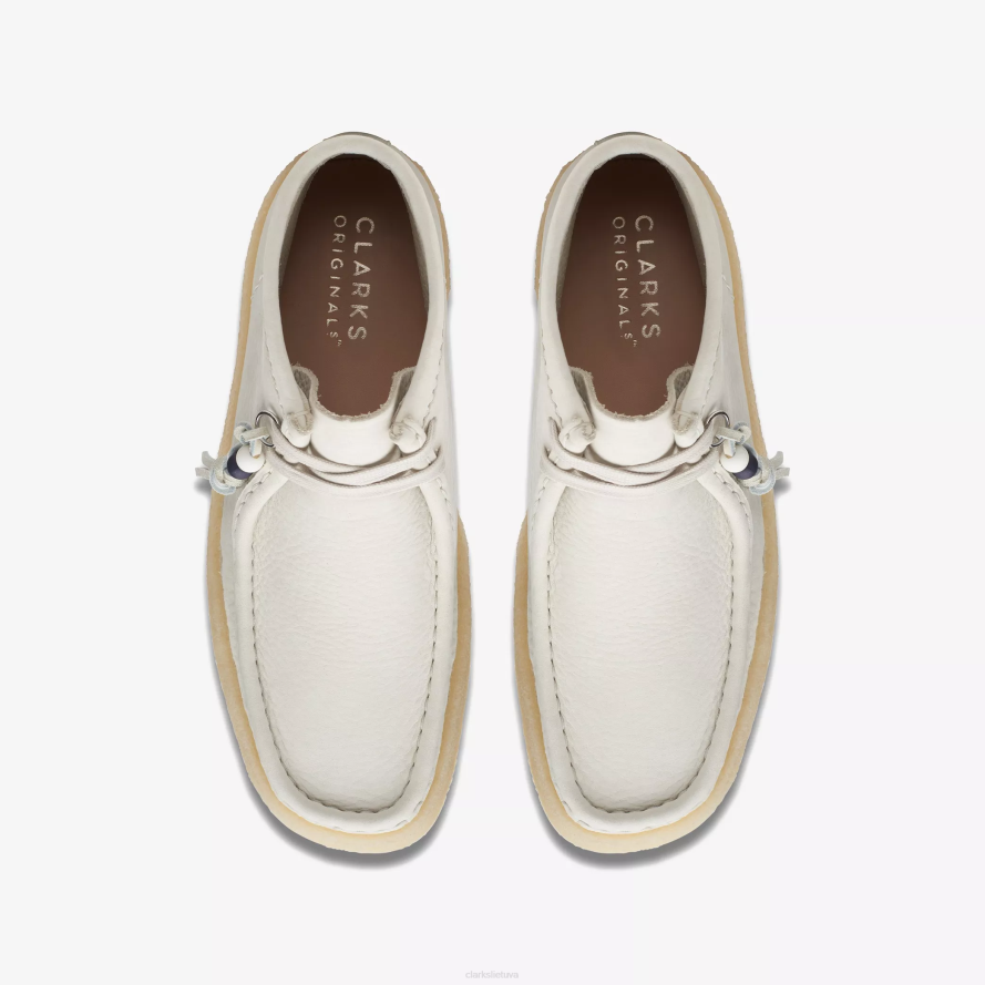 Clarks Wallabee puodelio batai H2XV486 baltas nubukas