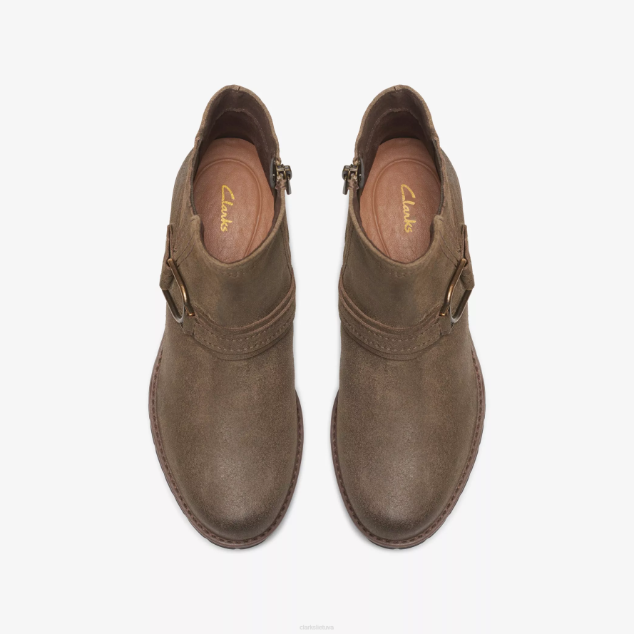 Clarks aspra sagtis H2XV451 tamsiai alyvuogių zomšos