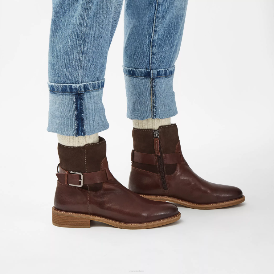 Clarks odekolono dirželis H2XV459 tamsiai rudas derinys