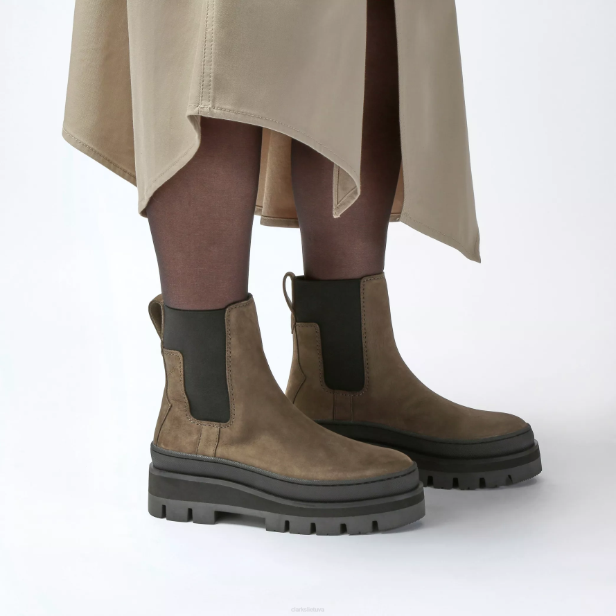 Clarks orianna 2 top H2XV472 tamsiai alyvuogių nubukas