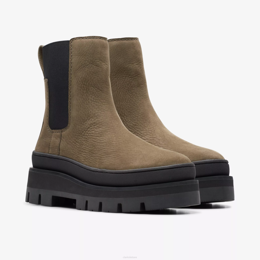 Clarks orianna 2 top H2XV472 tamsiai alyvuogių nubukas