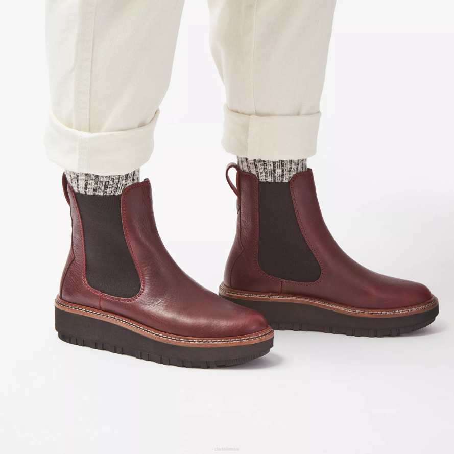 Clarks orianna aukštyn H2XV454 bordo spalvos oda