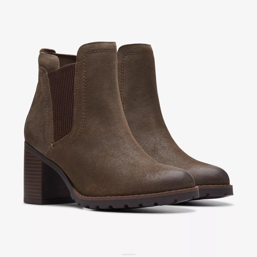 Clarks veda aukštyn H2XV444 tamsiai alyvuogių zomšos