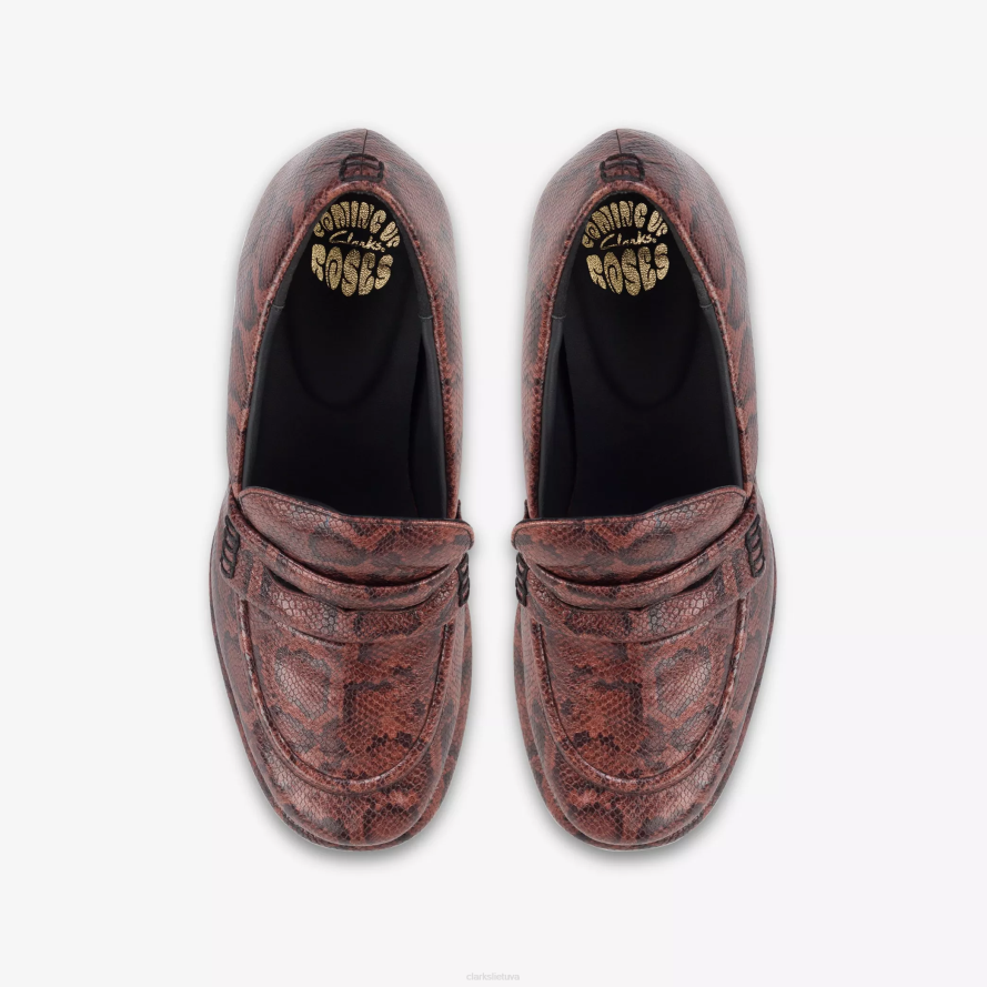 Clarks Moteriškas martininių rožių loafer 1 H2XV245 ruda gyvatė