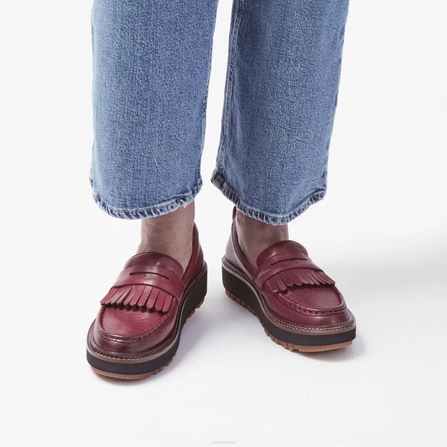 Clarks orianna loafer H2XV208 bordo spalvos oda