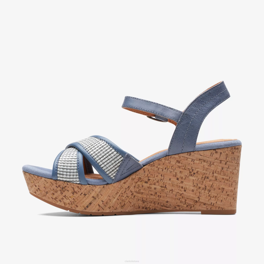 Clarks elleri slyva H2XV175 džinsinė mėlyna oda