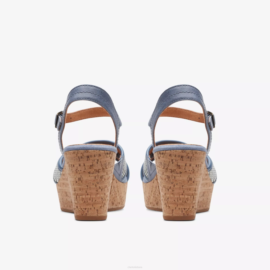 Clarks elleri slyva H2XV175 džinsinė mėlyna oda