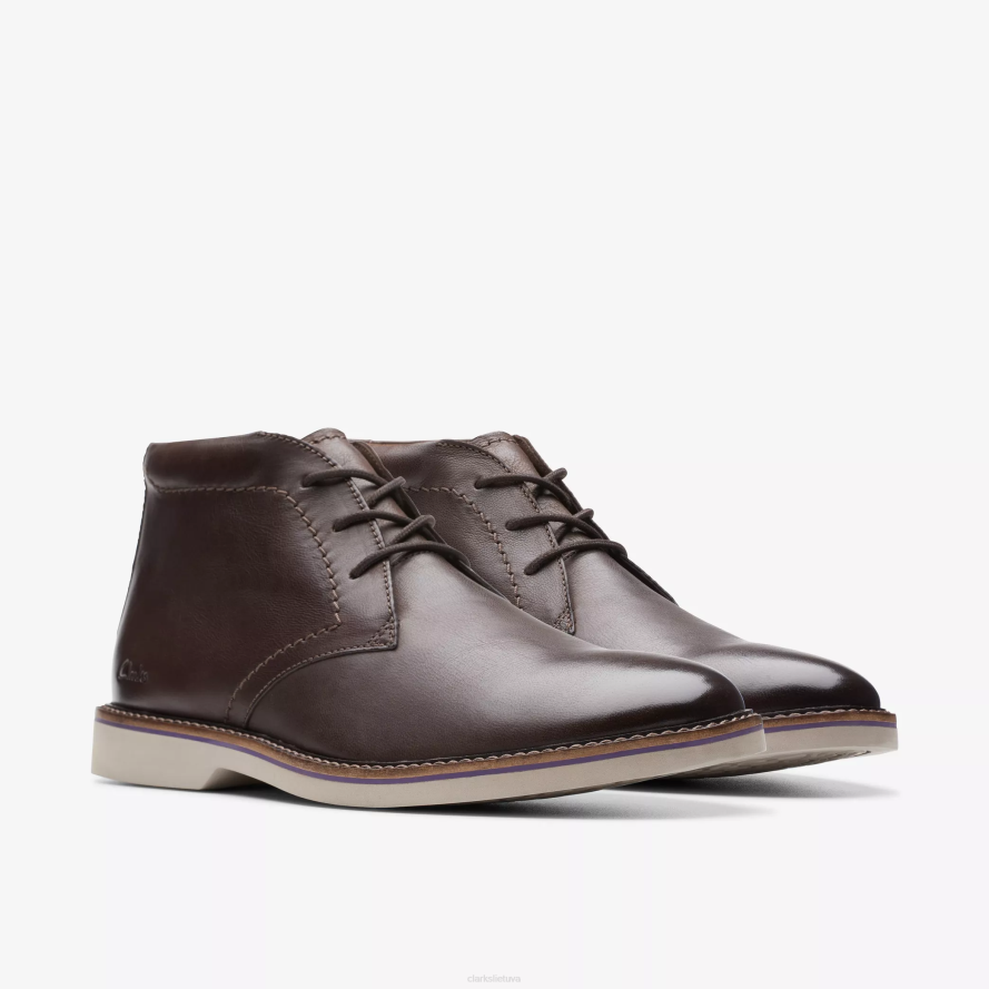 Clarks atticus lt sveiki H2XV767 tamsiai ruda oda