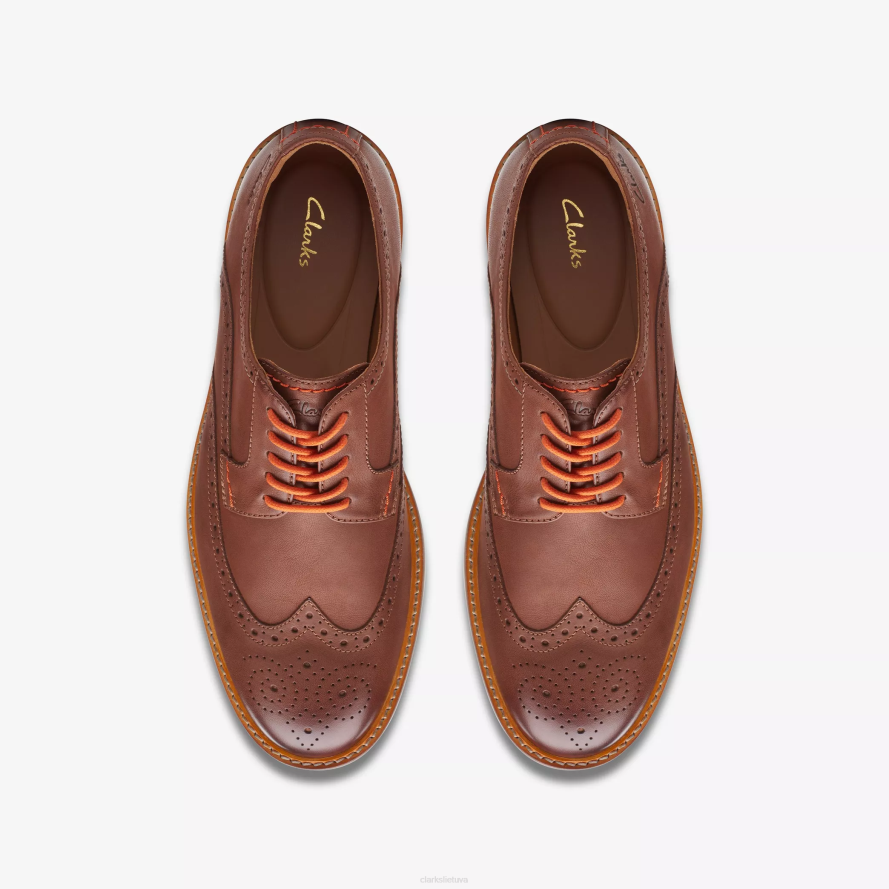 Clarks atticus odos riba H2XV710 tamsiai rudos spalvos oda