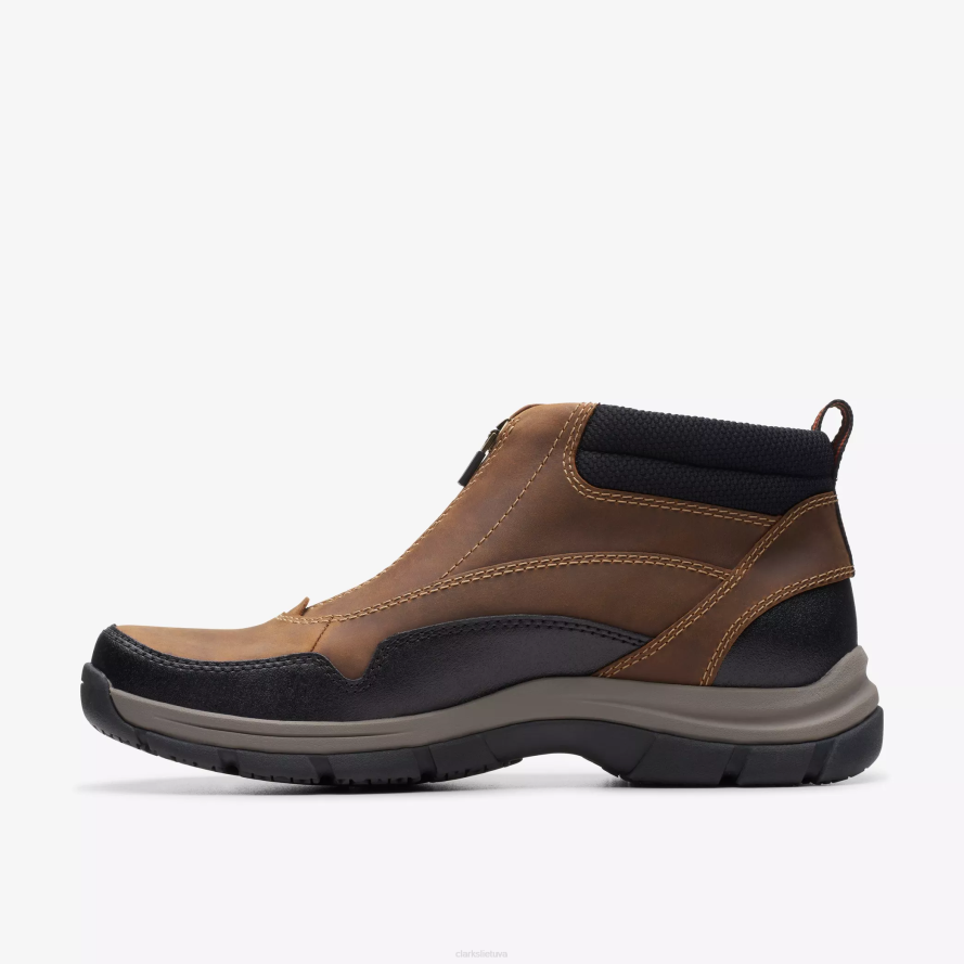 Clarks walpath užtrauktukas H2XV907 tamsiai rudos spalvos oda