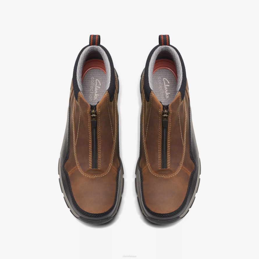 Clarks walpath užtrauktukas H2XV907 tamsiai rudos spalvos oda
