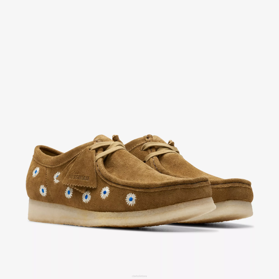 Clarks Wallabee H2XV667 tamsiai alyvuogių siuvinėjimas