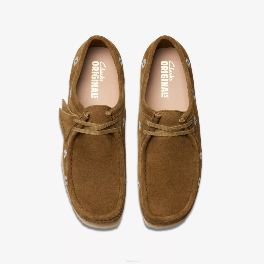 Clarks Wallabee H2XV667 tamsiai alyvuogių siuvinėjimas