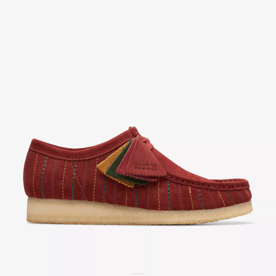 Clarks Wallabee H2XV690 bordo derinys